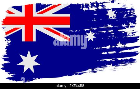 Australia flag, wide brush stroke on transparent background, vector. Stock Vector