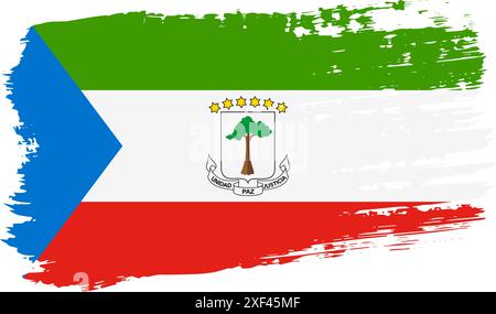 Equatorial Guinea flag, wide brush stroke on transparent background, vector. Stock Vector