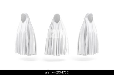 Blank white female chador mockup, front and side view Stock Photo