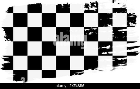 Checkered fabric cloth for finish flag, wide brush stroke on transparent background, vector. Stock Vector