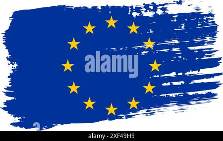 European Union flag, wide brush stroke on transparent background, vector. Stock Vector