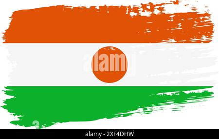 Niger flag, wide brush stroke on transparent background, vector. Stock Vector