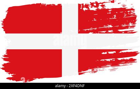 Military Order of Malta flag, wide brush stroke on transparent background, vector. Stock Vector