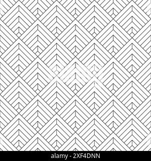 Art deco seamless pattern. Repeating abstract triangle lattice. Black rhomb isolated on white background. Repeating geometric graphic. Repeat tile Stock Vector