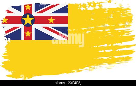 Niue flag, wide brush stroke on transparent background, vector. Stock Vector