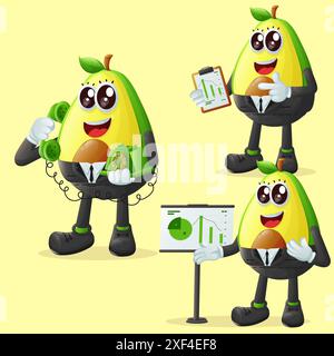 Set of cute avocado character at work. Perfect for kids, merchandise and sticker, banner promotion or blog Stock Vector