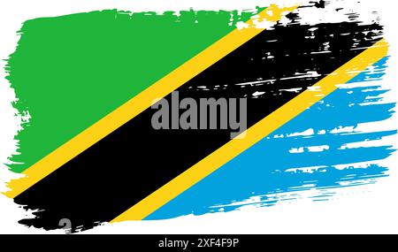 Zanzibar flag, wide brush stroke on transparent background, vector ...