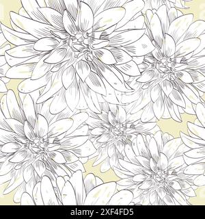 Illustration of beautiful flower. Vector seamless pattern Stock Vector