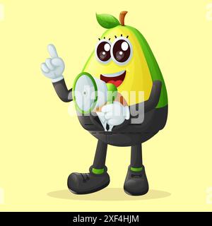 Cute avocado character holding a megaphone. Perfect for kids, merchandise and sticker, banner promotion or blog Stock Vector