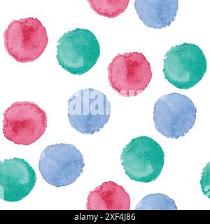 seamless pattern of colorful vector watercolor circles Stock Vector
