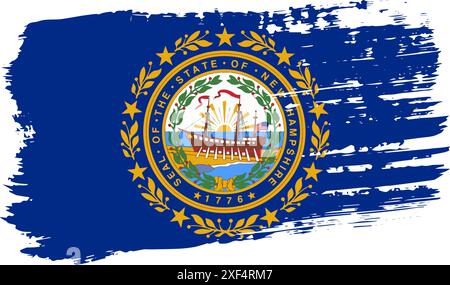 New Hampshire US flag, wide brush stroke on transparent background, vector. Stock Vector
