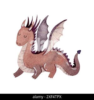 Cute cartoon dragon. Vector watercolor hand drawn illustration Stock ...