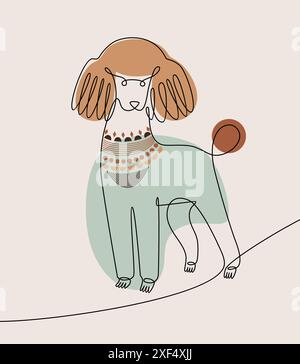 Boho single line art dog. Vector illustration. Stock Vector