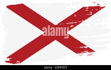 Alabama US flag, wide brush stroke on transparent background, vector. Stock Vector