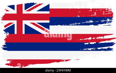 Hawaii US flag, wide brush stroke on transparent background, vector. Stock Vector