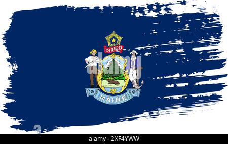 Maine US flag, wide brush stroke on transparent background, vector. Stock Vector