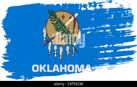 Oklahoma US flag, wide brush stroke on transparent background, vector. Stock Vector