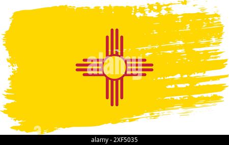 New Mexico US flag, wide brush stroke on transparent background, vector. Stock Vector