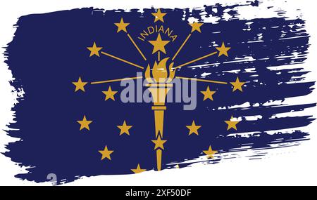 Indiana US flag, wide brush stroke on transparent background, vector. Stock Vector