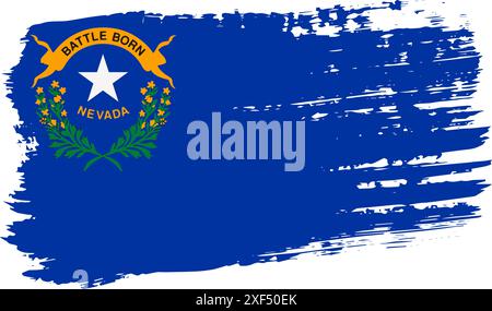 Nevada US flag, wide brush stroke on transparent background, vector. Stock Vector