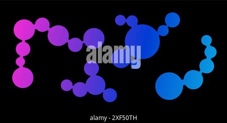 Meta balls collection. Connected morph dots. Liquid blobs fluid set. Rounded design elements for logo, icon, tag, emblem, poster. Stock Vector