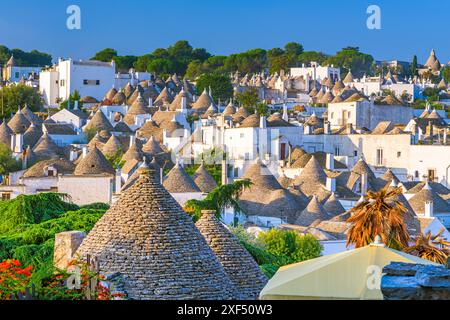 Alberobello, Italy old town view with traditional trullo Houses. Stock Photo