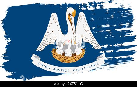 Louisiana US flag, wide brush stroke on transparent background, vector. Stock Vector