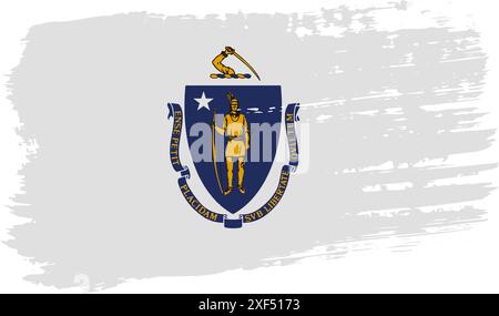 Massachusetts US flag, wide brush stroke on transparent background, vector. Stock Vector