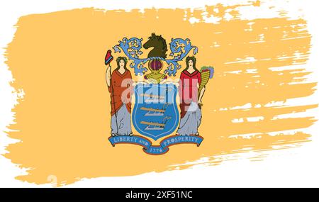 New Jersey US flag, wide brush stroke on transparent background, vector. Stock Vector