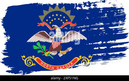 North Dakota US flag, wide brush stroke on transparent background, vector. Stock Vector