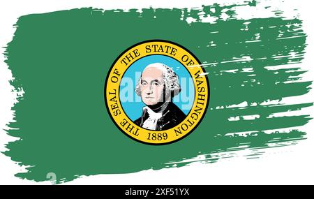 Washington US flag, wide brush stroke on transparent background, vector. Stock Vector