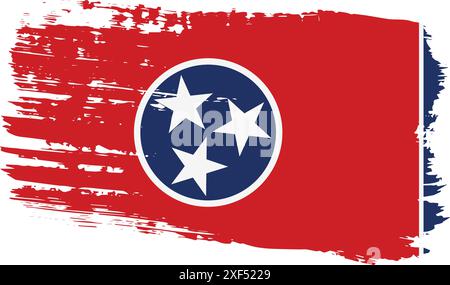 Tennessee US flag, wide brush stroke on transparent background, vector. Stock Vector