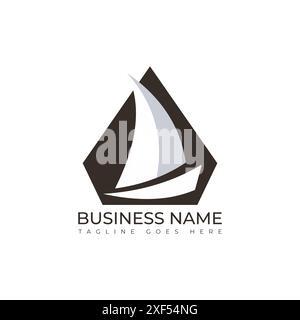 Sailing Vessel Logo Inspiration, boat, yacht, negative space. Sail boat design negative space logo vector image Stock Vector