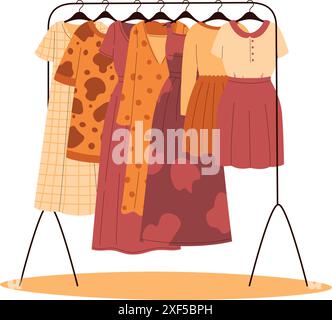 different flat women in dresses. isolated vector Stock Vector Image ...