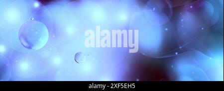 A soft focus blue purple bokeh 3d background with olive oil drops on the water, creating a dreamy, ethereal atmosphere. Ideal for abstract, soothing a Stock Photo