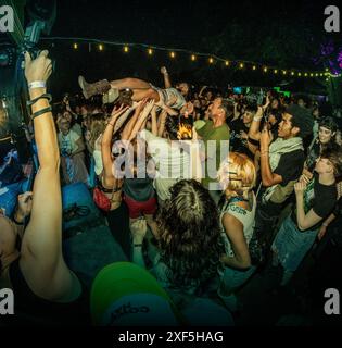 The band DIE SPITZ performs at the FarOut Lounge, Austin, Texas Stock Photo