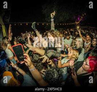 The band DIE SPITZ performs at the FarOut Lounge, Austin, Texas Stock Photo