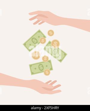 A hand giving a paper another hand. Flat vector illustration Stock ...
