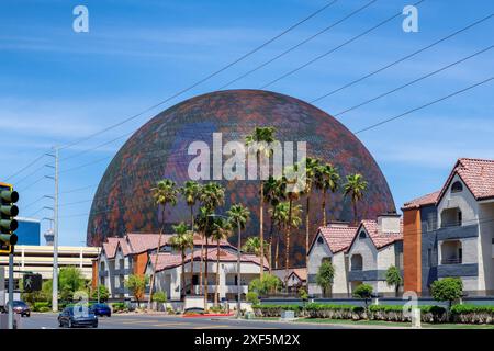 Las Vegas skyline and Sphere at sunny day in Las Vegas, Nevada Stock Photo