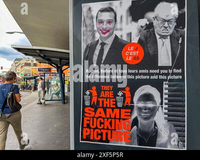 Joinville-le-Pont, France, Detail, French Parliamentary Elections, Protest Poster, Anti-Extreme RIght Political Party, Street Scene July 2024 Stock Photo