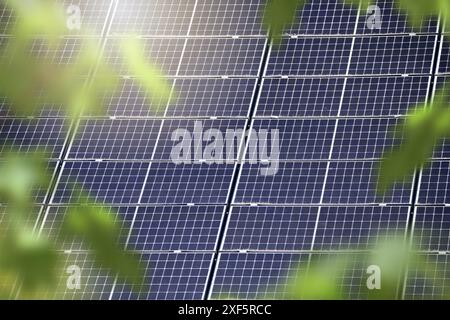 Solar panels on a roof Stock Photo