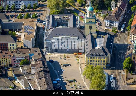 Aerial view, Witten town hall with construction site renovation and scaffolding, Hauptstraße, Witten, Ruhr area, North Rhine-Westphalia, Germany, Aeri Stock Photo