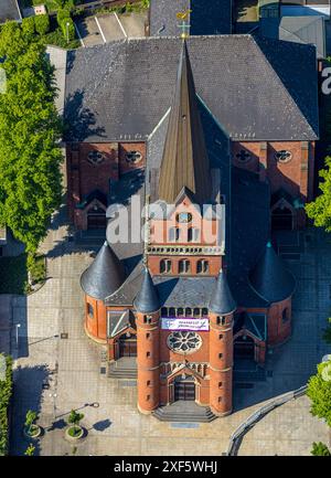 Aerial view, St. Mary's Catholic Church, Our Lady of Victory Parish Church, sunshine, Witten, Ruhr area, North Rhine-Westphalia, Germany, Aerial photo Stock Photo