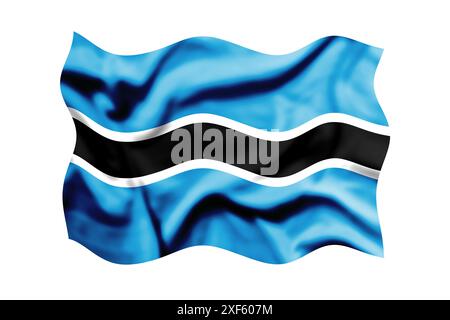 Waving the flag of Botswana on a white background. 3d rendering. Clipping Path Included Stock Photo