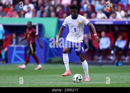 Dusseldorf, Germany. 01st July, 2024. Aurelien Tchouameni of France in action during the Uefa Euro 2024 round of 16 match between France and Belgium at Arena Dusseldorf on July 1, 2024 in Dusseldorf, Germany. Credit: Marco Canoniero/Alamy Live News Stock Photo