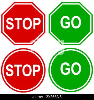 Stop and Go signs isolated on a white background Stock Vector