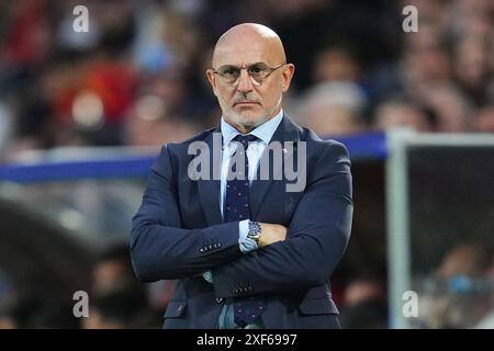 Spain head coach Luis de La Fuente during the UEFA Euro 2024 match between Spain and Georgia, Round of 16, played at Rhein Energie Stadium on June 30, 2024 in Koln, Germany. (Photo by Bagu Blanco / PRESSINPHOTO) Stock Photo