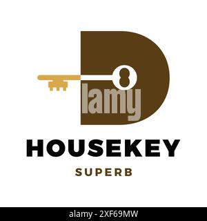 Initial Letter D House Key Icon Logo Design Template Stock Vector