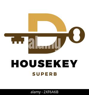 Initial Letter D House Key Icon Logo Design Template Stock Vector
