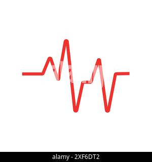 pulse line vector template on white back. Art design health medical heartbeat pulse vector template. Heart pulse. Red and white colors. eps10 Stock Vector